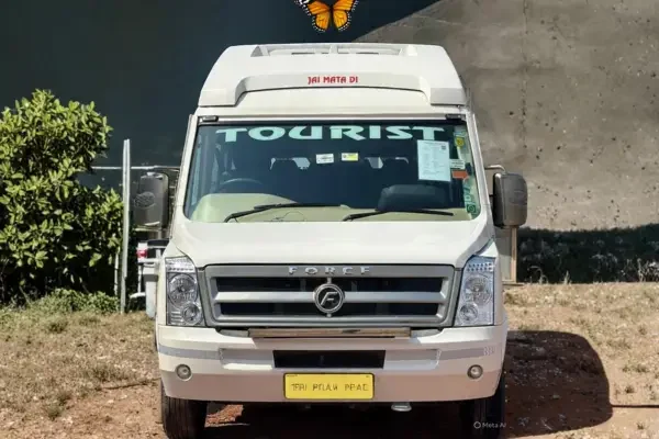 White 20 seater Tempo Traveller on rent in Delhi for group travel